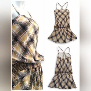 Guess Plaid Smocked Mini Dress - Small